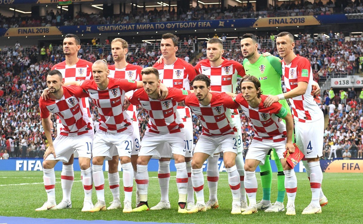 The Croatia national team starting lineup before the 2018 World Cup Final against France.