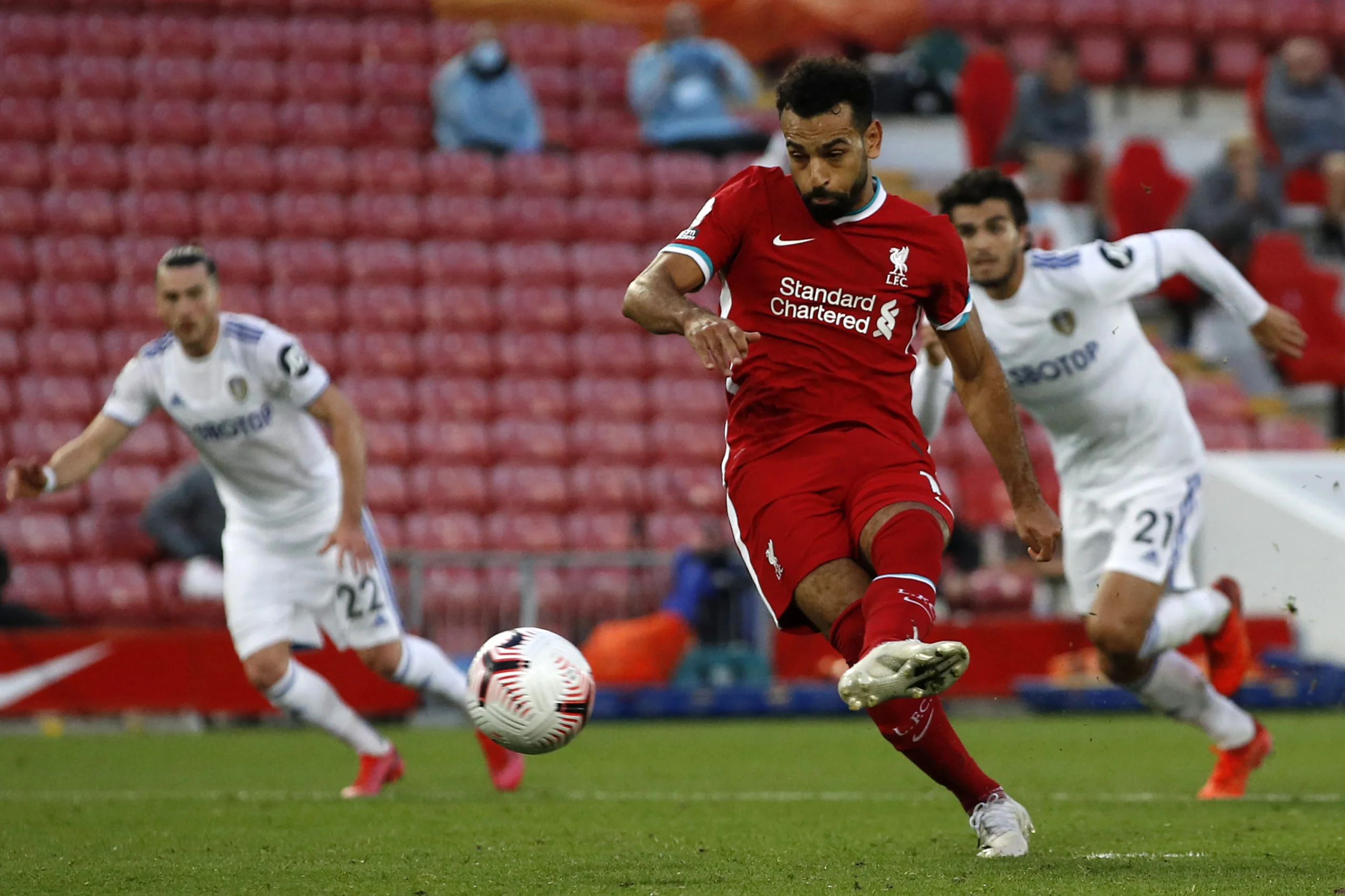 Salah scored a hat-trick as Liverpool beat Leeds United in a Premier League classic. Photo: Liverpool